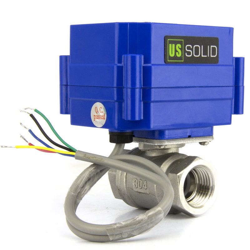 U.S. Solid 1/4" Motorized Ball Valve, Stainless Steel Electrical Valve with Full Port, 9-24V DC, 5 Wire Setup, Compatible with Indicator Lights for Open/Closed Position - Image 2